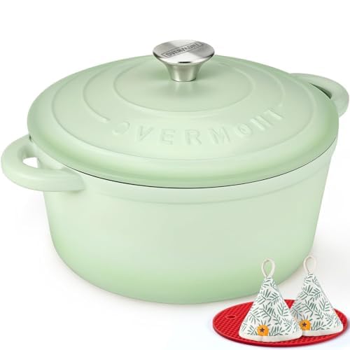 Overmont 5.5QT Enameled Cast Iron Dutch Oven with Lid