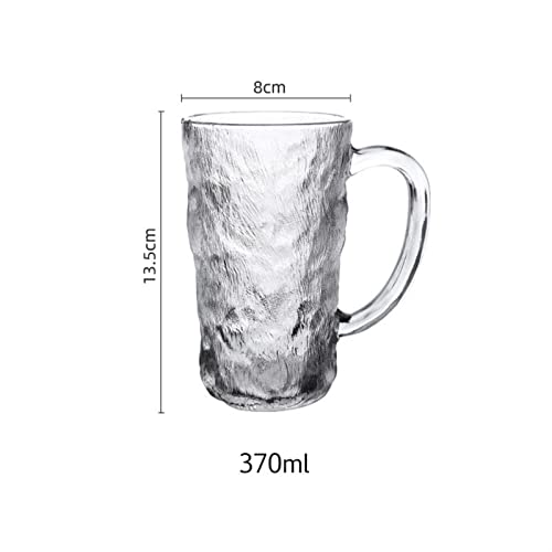 Japanese Style glacier cup with handle Glass Mug Beer Milk Lemon Juice Cup Coffee Cups Mug Gift(370ml) (370ml)