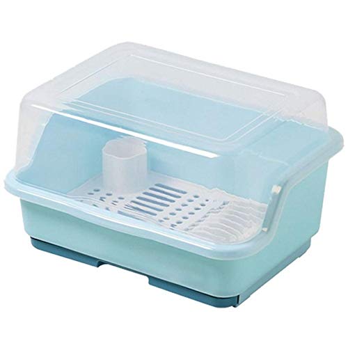 Portable Dish Drainer Rack with Lid & Cutlery Holder