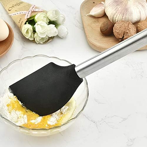 Silicone Kitchen Utensils Set with Stainless Steel Handle, Turner Spatula Spoon Tongs Whisk Cooking Tools