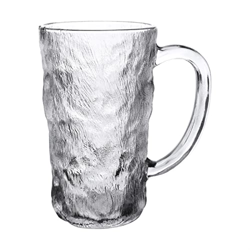 Japanese Style glacier cup with handle Glass Mug Beer Milk Lemon Juice Cup Coffee Cups Mug Gift(370ml) (370ml)