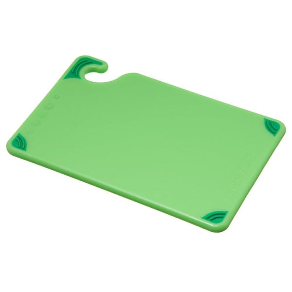 San Jamar Saf-T-Grip Plastic Cutting Board with Safety Hook, 6" x 9" x 0.375", Black