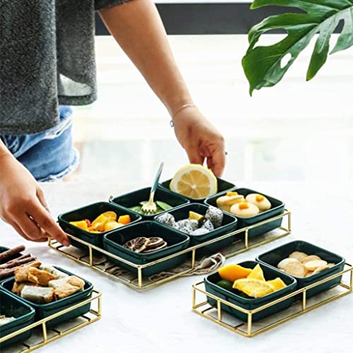 Creative Divided Serving Tray Candy Nut Container Nut Serving Platter Divided Trays Platters Household Ceramic Sauce Platter Fruit Snack Plate Grid Plate Nut Snack Plate Dried Fruit Plate ()