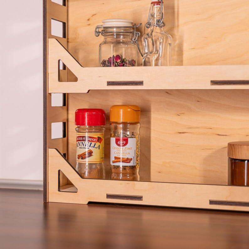 GHCUHJ 3-Tier Wooden Spice Rack & Countertop Organizer