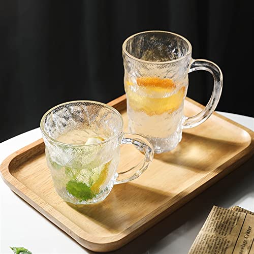 Japanese Style glacier cup with handle Glass Mug Beer Milk Lemon Juice Cup Coffee Cups Mug Gift(370ml) (370ml)
