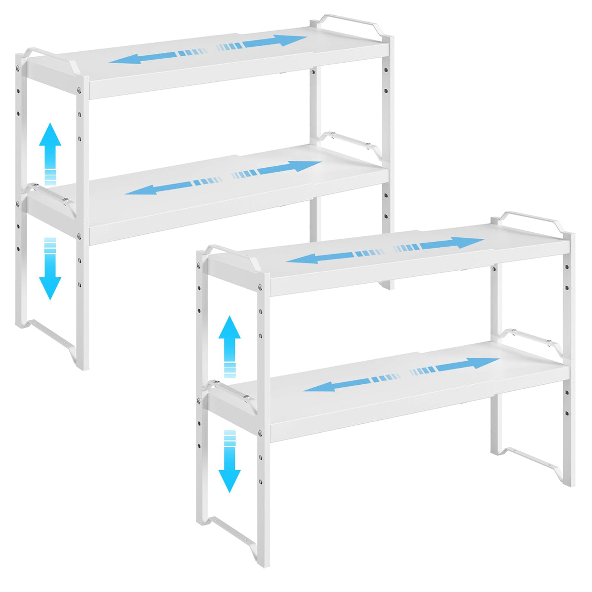 2-Pack Expandable Adjustable Kitchen Cabinet Organizer Shelves