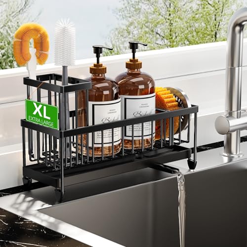Cisily Kitchen Sink Caddy with Sponge & Brush Holder