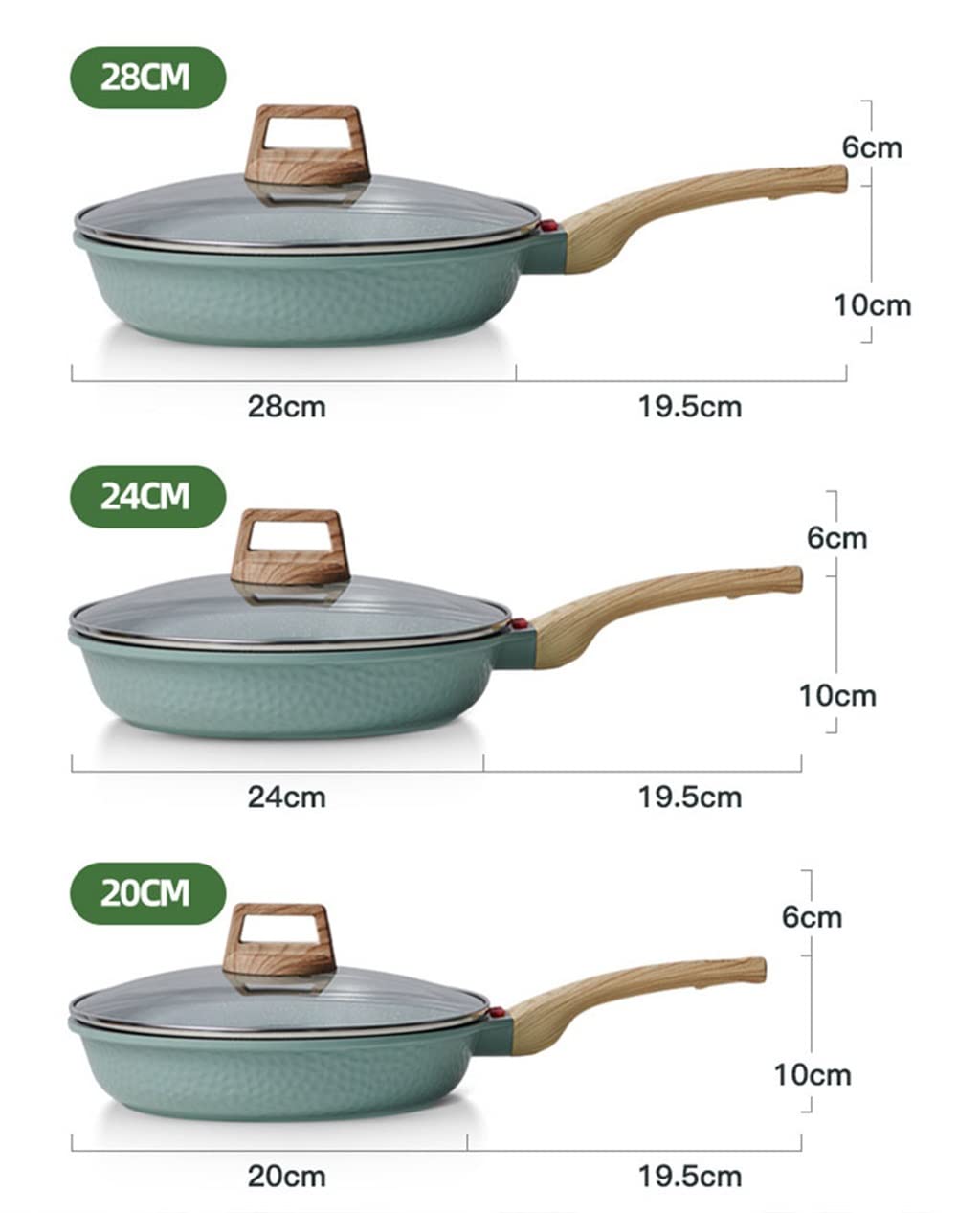20cm Nonstick Frying Pan with Lid for Induction Cooking