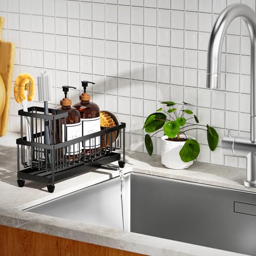Cisily Kitchen Sink Caddy with Sponge & Brush Holder