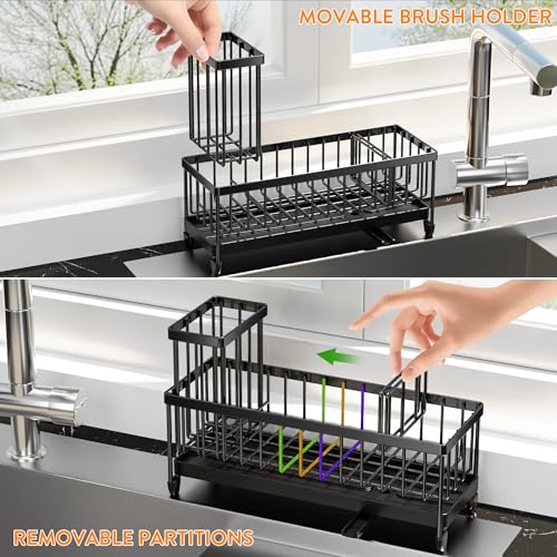 Cisily Kitchen Sink Caddy with Sponge & Brush Holder