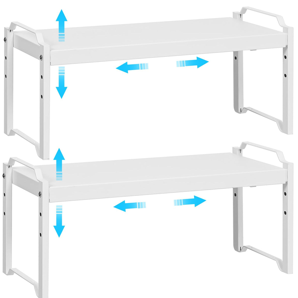 2-Pack Expandable Adjustable Kitchen Cabinet Organizer Shelves