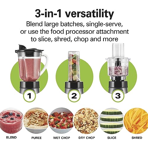 Hamilton Beach 2-in-1 Personal Blender and Countertop Blender For Smoothies