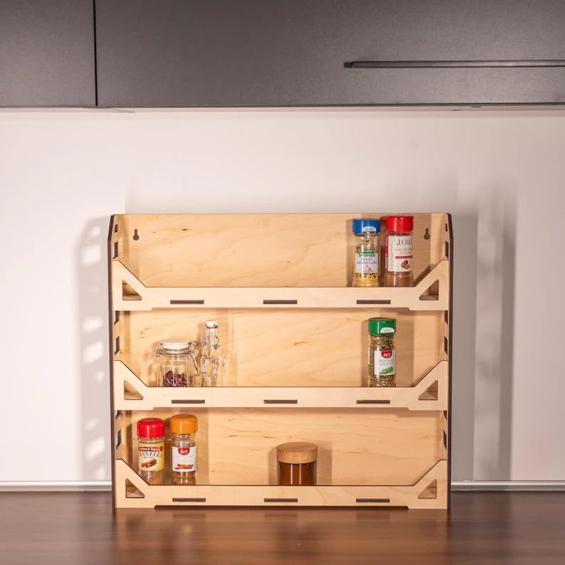 GHCUHJ 3-Tier Wooden Spice Rack & Countertop Organizer