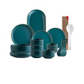 FMOPQ Fashion Retro Green Nordic Ceramic Tableware Set Dinnerware Set Bowl Plate Soup Bowl Set Modern Style High-end (Size : B33-piece set) (B23)