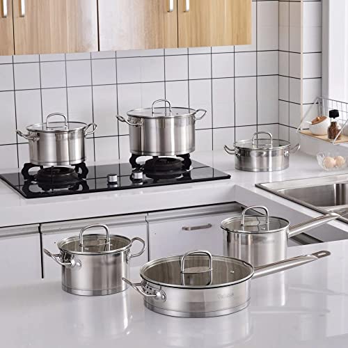 12-Piece Stainless Steel Cookware Set with Glass Lids