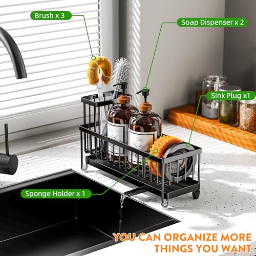 Cisily Kitchen Sink Caddy with Sponge & Brush Holder