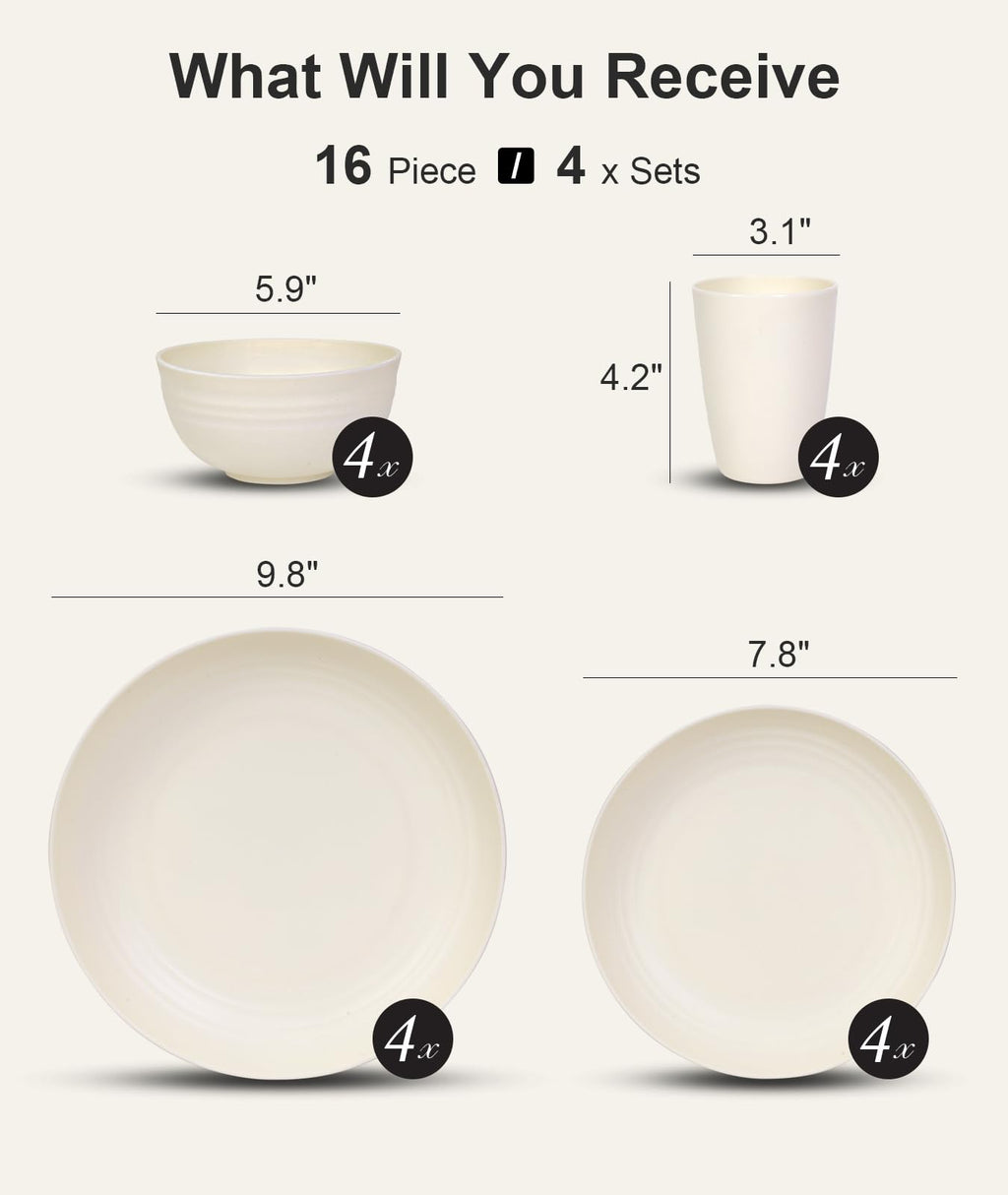 Quatish Plates and Bowls Sets for 6, Dinnerware Dishes Sets for Kitchen