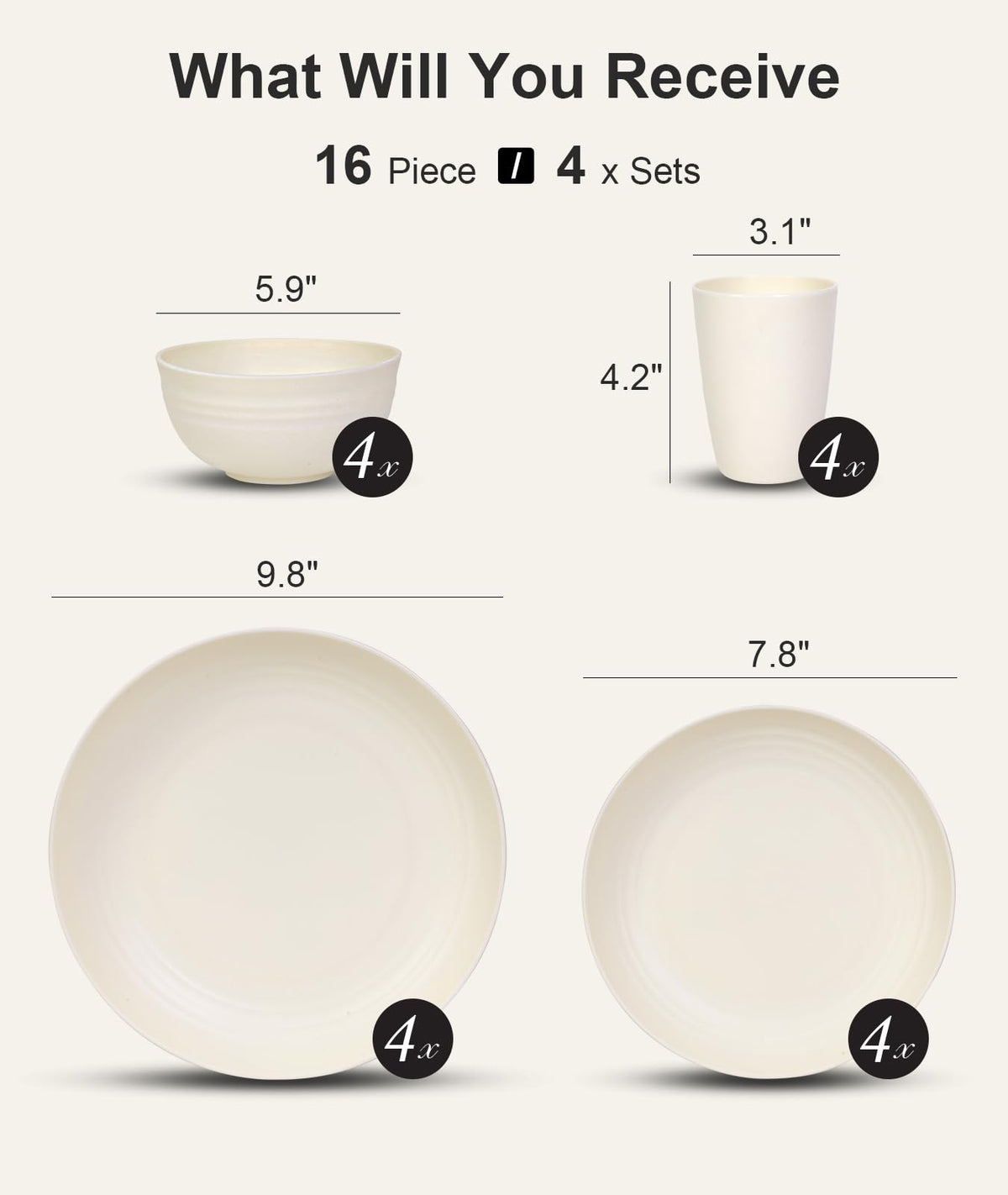 Quatish Plates and Bowls Sets for 6, Dinnerware Dishes Sets for Kitchen
