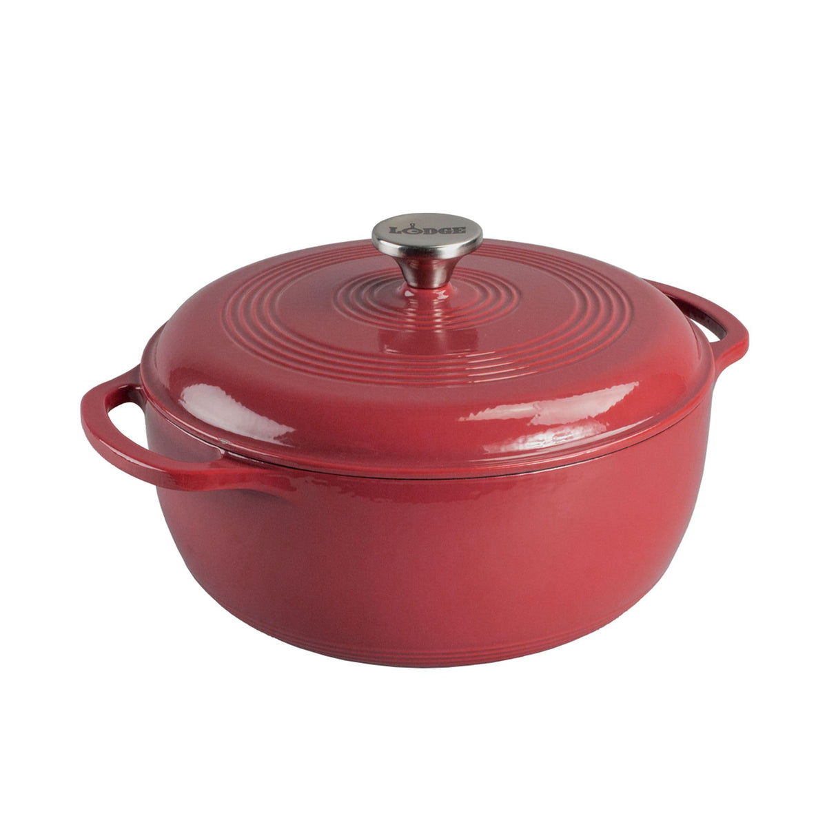 Lodge Essential Enamel Cast Iron Dutch Oven 6 Quarts - Perfect for Bread Baking, Braising, Marinating & Slow Cooking, Features Moisture-Sealing Lid & Dual Handles, Kitchen Essentials, Midnight Chrome