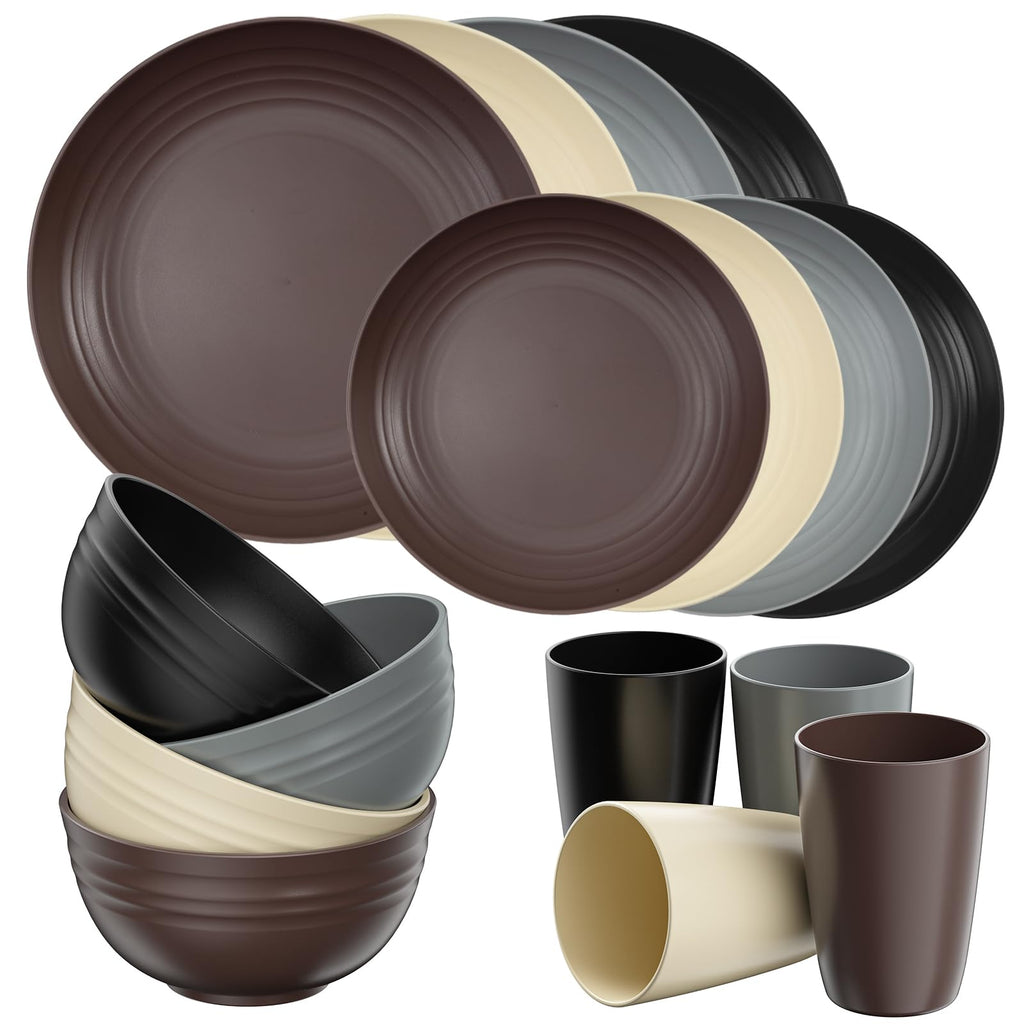 Quatish Plates and Bowls Sets for 6, Dinnerware Dishes Sets for Kitchen