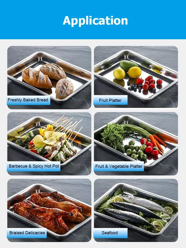 Stainless Steel Baking Pans Set - Metal Cookie Tray & Sheet Cake Pan for Toaster Oven, Perfect for Lasagna, Brownies & Casseroles, Dishwasher Safe (58x36.5x9cm/22.8x14.4x3.5)