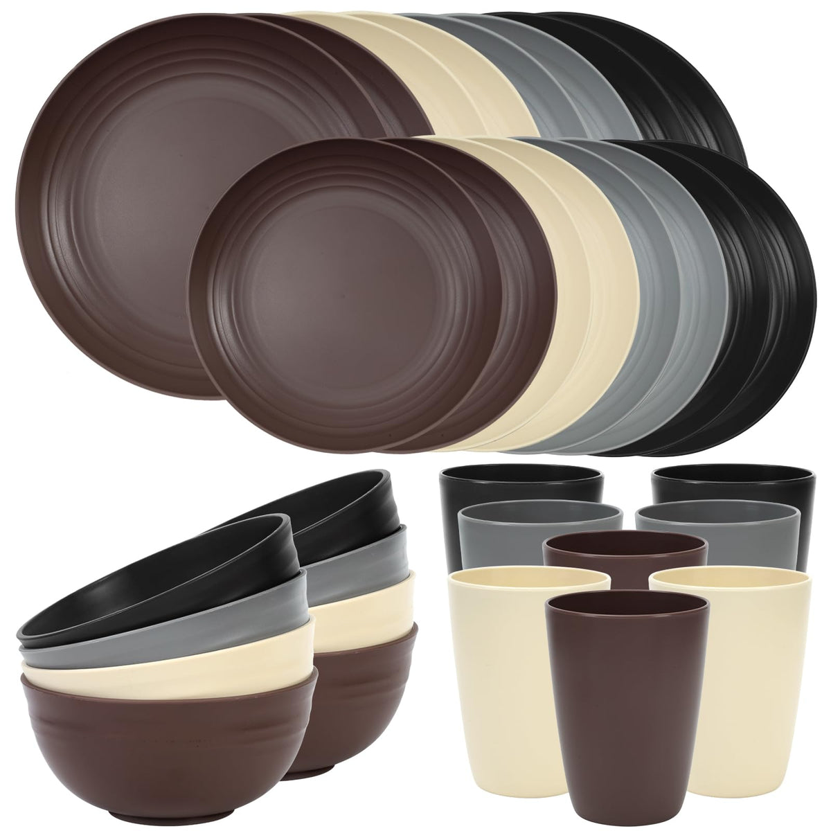 Quatish Plates and Bowls Sets for 6, Dinnerware Dishes Sets for Kitchen