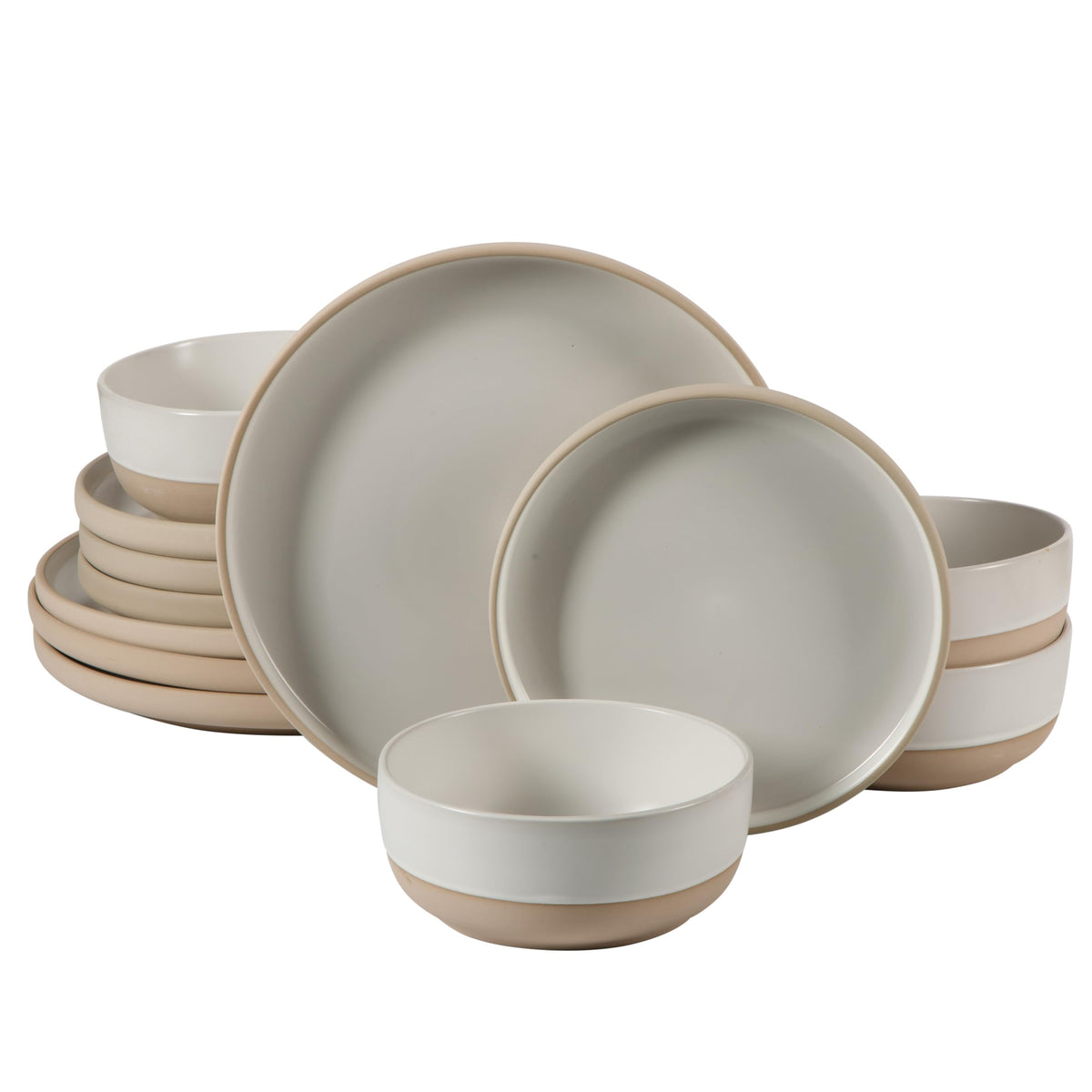 Gibson Home Plates and Bowls Set, 12 Piece Dinnerware Set for 4