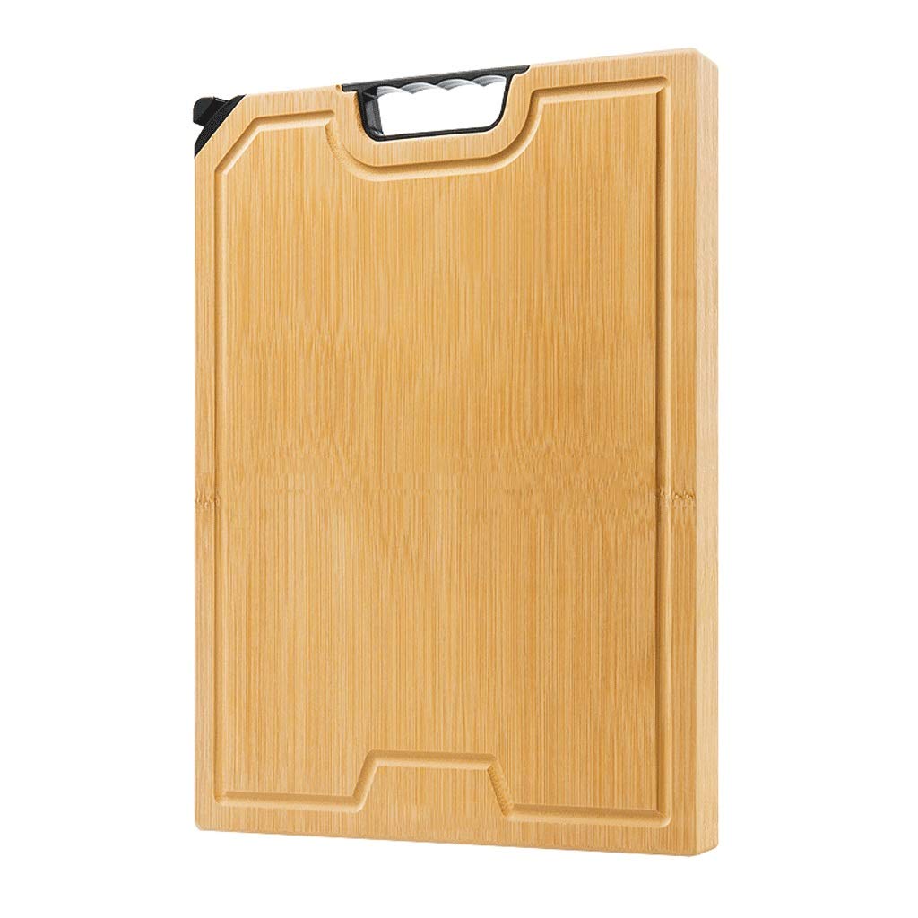 JDXQBLD Solid Wood Cutting Board Household Chopping Board with Handle+Groove Large Bamboo Board Rectangular Knife Board Thickening - for Pasta/Fruit/Cheese/Meat with Knife Sharpe