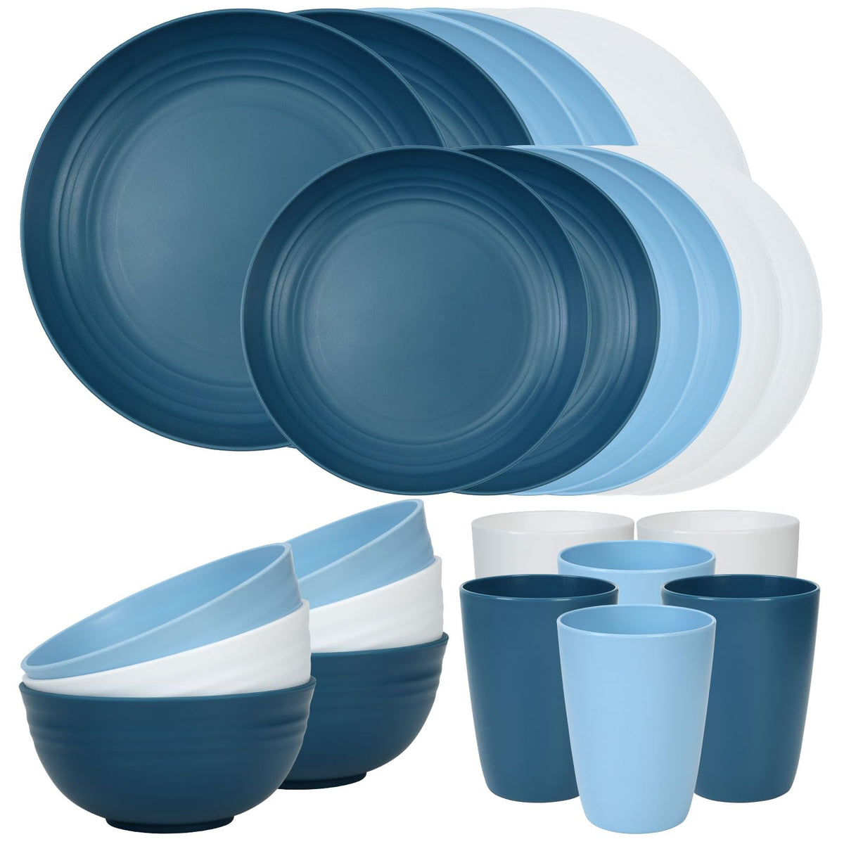 Quatish Plates and Bowls Sets for 6, Dinnerware Dishes Sets for Kitchen