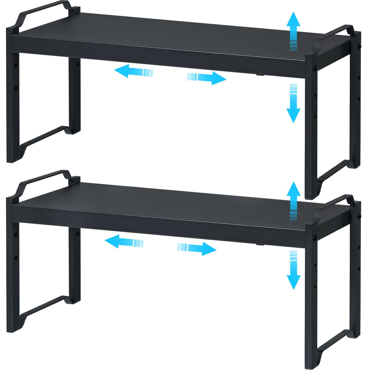 2-Pack Expandable Adjustable Kitchen Cabinet Organizer Shelves