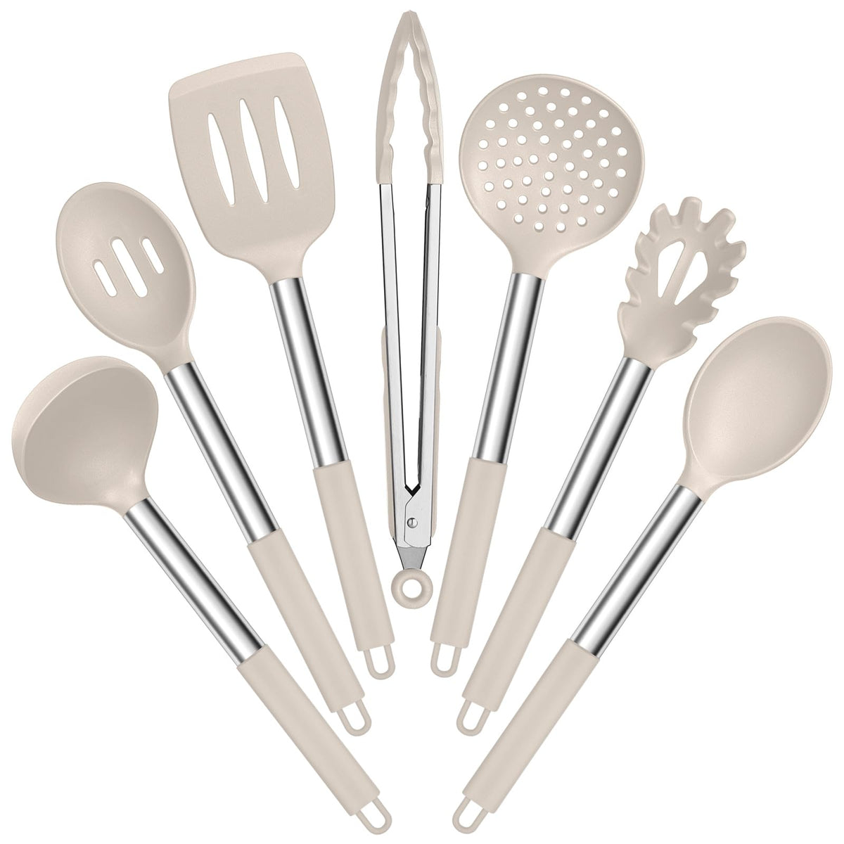 E-far 7/14/30 Pieces Black/Red/Gray/Khaki/White/Pink Silicone Kitchen Utensils Set