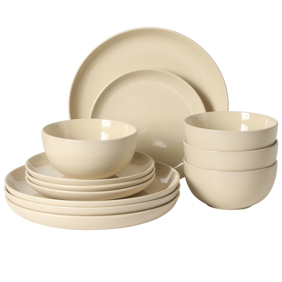 Gibson Home Plates and Bowls Set, 12 Piece Dinnerware Set for 4