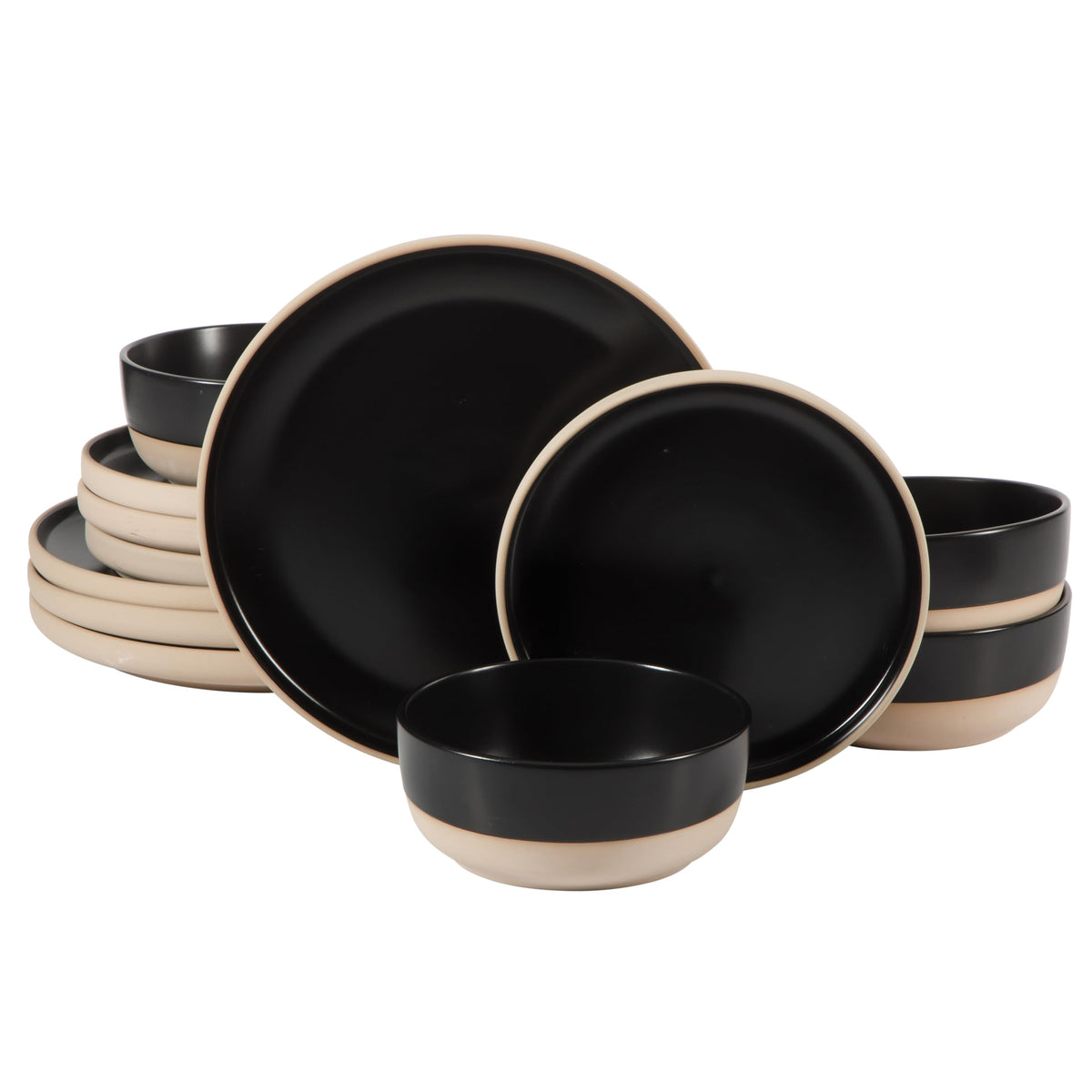 Gibson Home Plates and Bowls Set, 12 Piece Dinnerware Set for 4