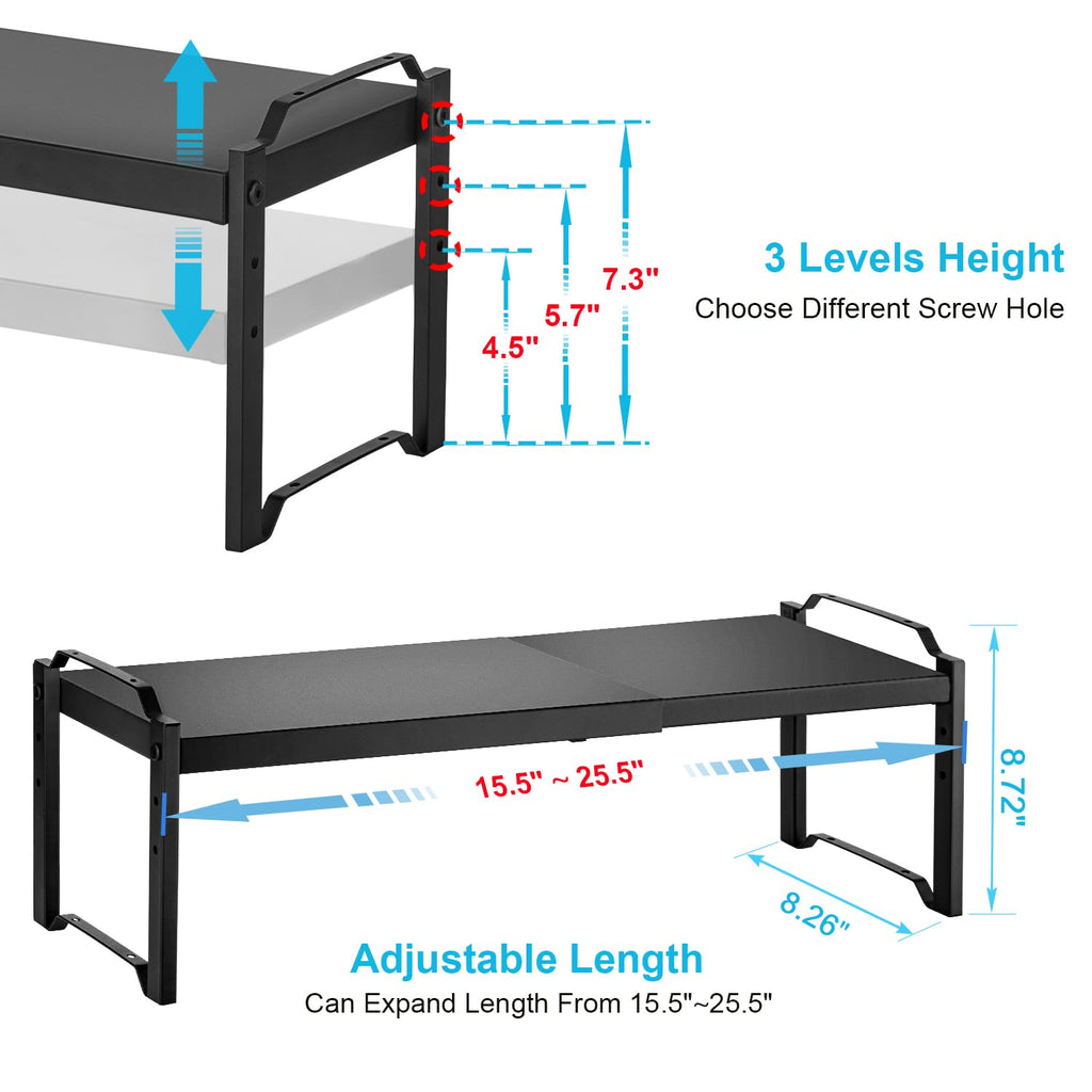 2-Pack Expandable Adjustable Kitchen Cabinet Organizer Shelves