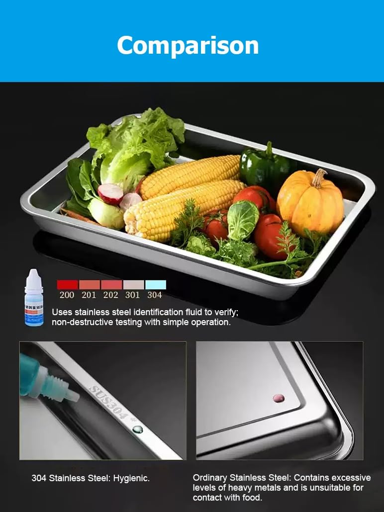 Stainless Steel Baking Pans Set - Metal Cookie Tray & Sheet Cake Pan for Toaster Oven, Perfect for Lasagna, Brownies & Casseroles, Dishwasher Safe (58x36.5x9cm/22.8x14.4x3.5)