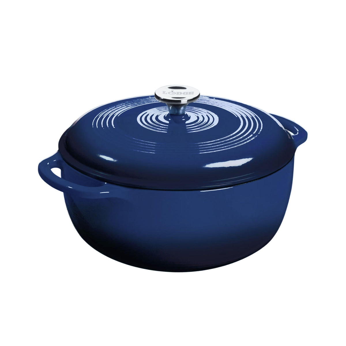Lodge Essential Enamel Cast Iron Dutch Oven 6 Quarts - Perfect for Bread Baking, Braising, Marinating & Slow Cooking, Features Moisture-Sealing Lid & Dual Handles, Kitchen Essentials, Midnight Chrome