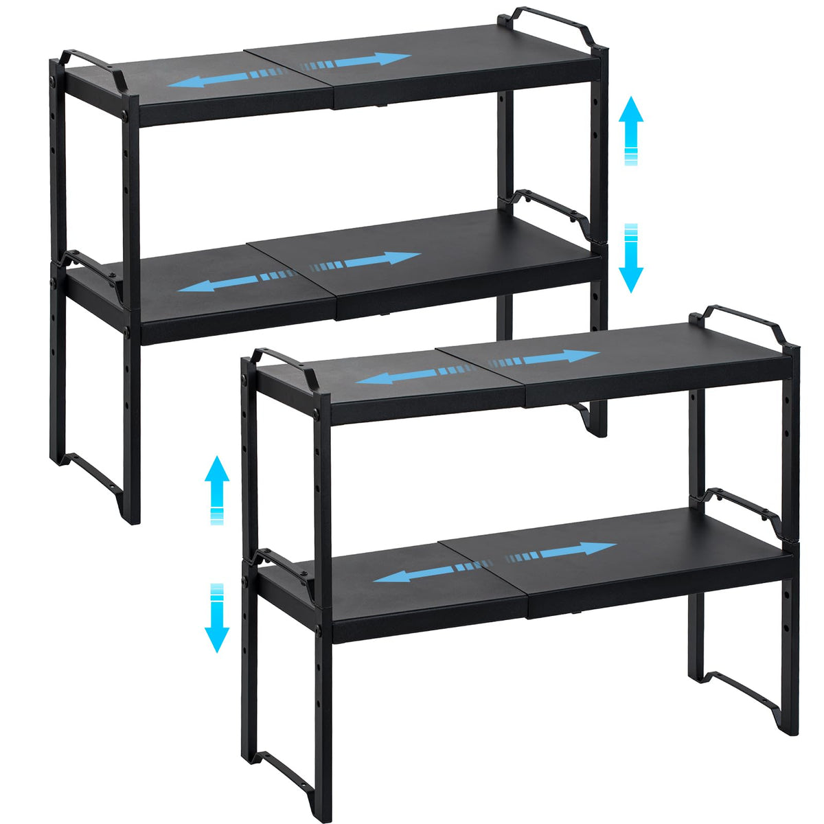 2-Pack Expandable Adjustable Kitchen Cabinet Organizer Shelves