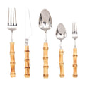 Cutlery set Stainless Steel Knife Fork, Bamboo Knives Forks 20 ltems for 4 Persons Silverware Set，Stainless Flatware Sets Steak