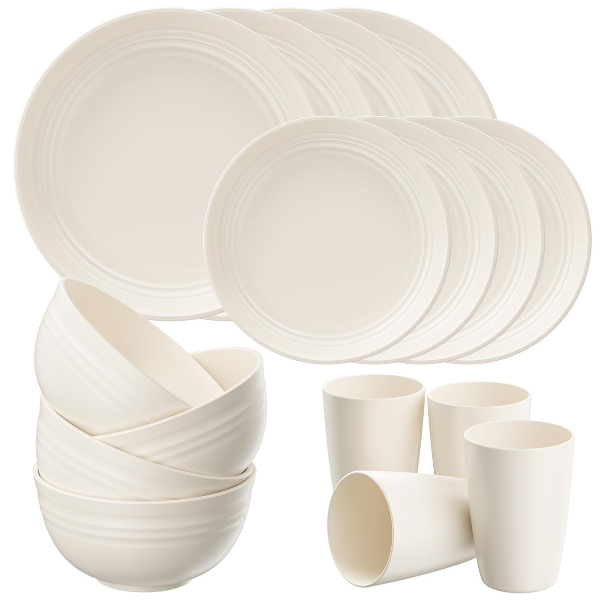 Quatish Plates and Bowls Sets for 6, Dinnerware Dishes Sets for Kitchen