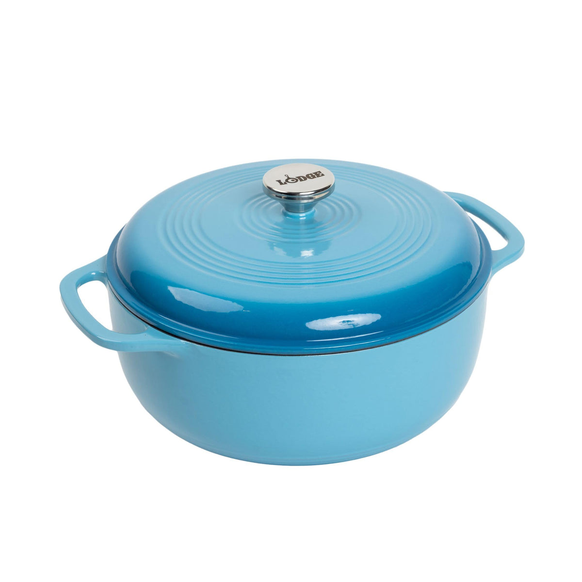 Lodge Essential Enamel Cast Iron Dutch Oven 6 Quarts - Perfect for Bread Baking, Braising, Marinating & Slow Cooking, Features Moisture-Sealing Lid & Dual Handles, Kitchen Essentials, Midnight Chrome