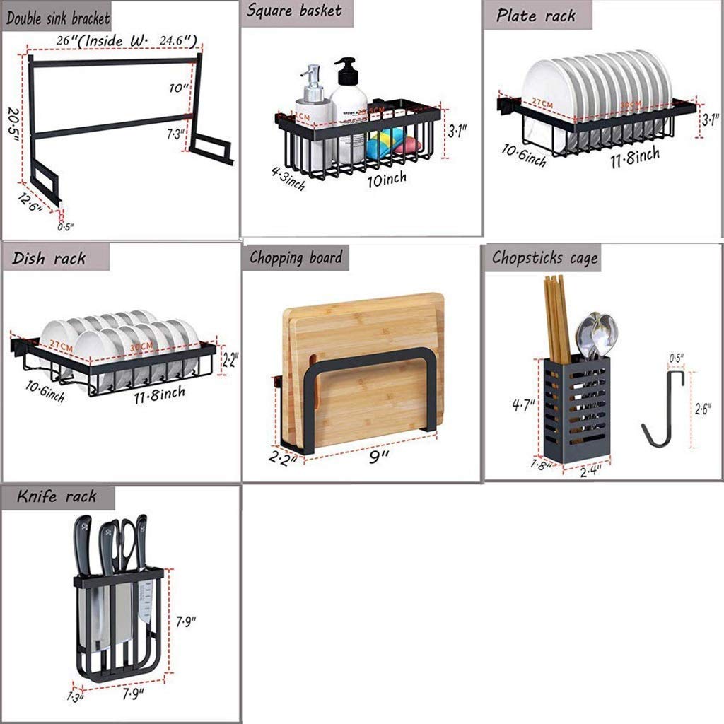 Stainless Steel Over-the-Sink Dish Drying Rack Organizer