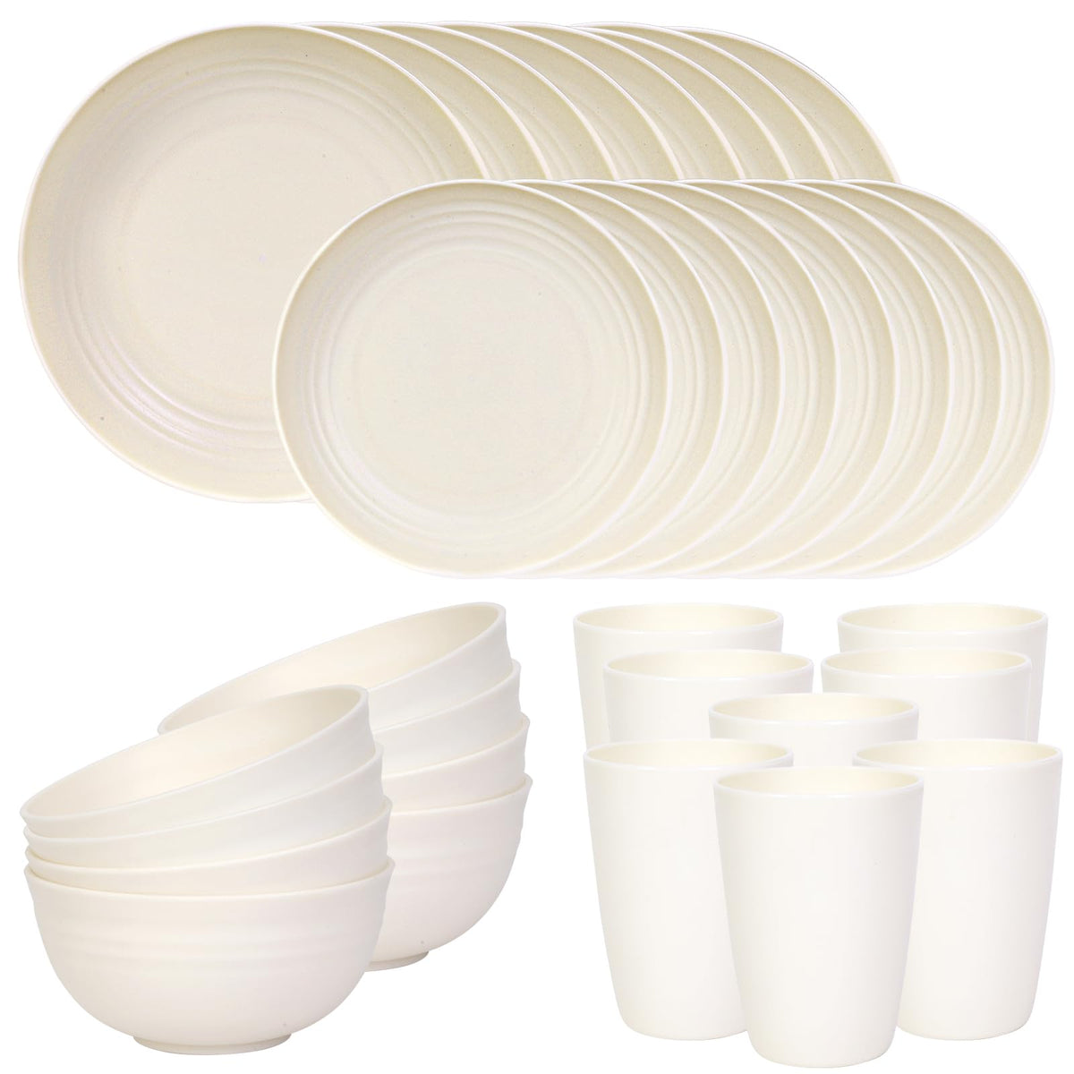 Quatish Plates and Bowls Sets for 6, Dinnerware Dishes Sets for Kitchen