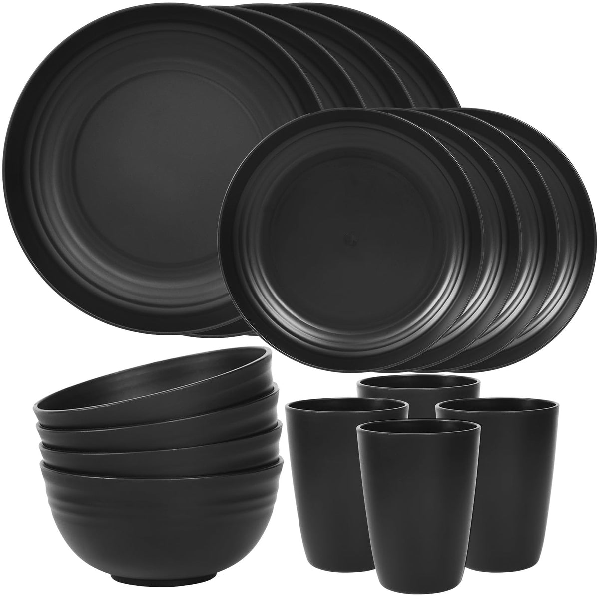 Quatish Plates and Bowls Sets for 6, Dinnerware Dishes Sets for Kitchen