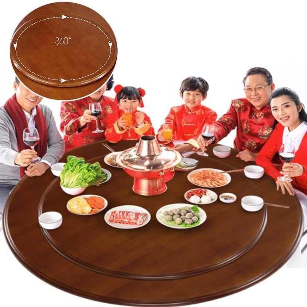 360° Turntable Rotating Wooden Serving Tray for Kitchen & Dining Table Sturdy & Spacious Perfect for Entertaining & Serving at Large Gatherings