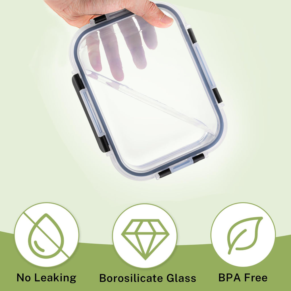 8-Pack Borosilicate Glass Food Storage Containers with Lids