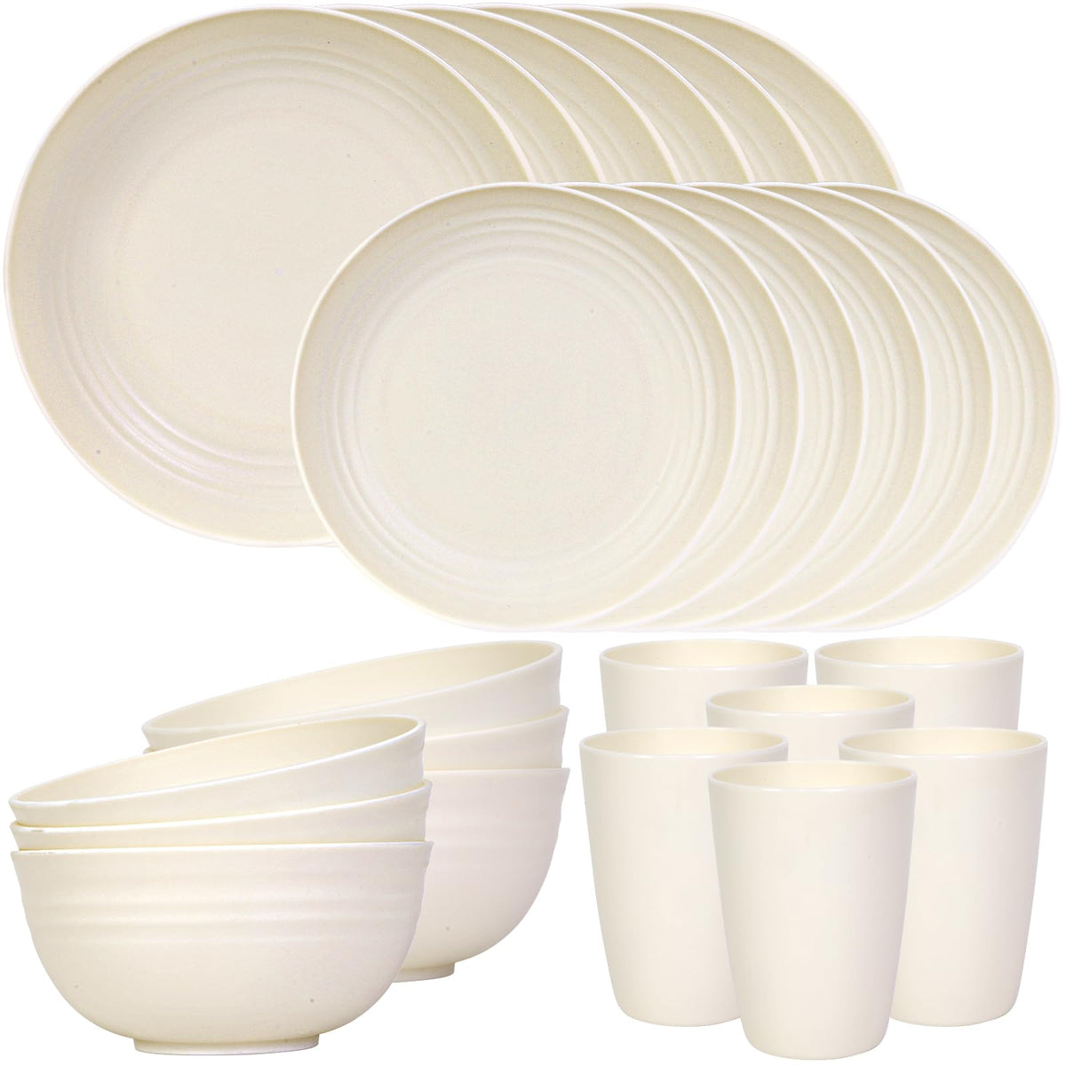 Quatish Plates and Bowls Sets for 6, Dinnerware Dishes Sets for Kitchen
