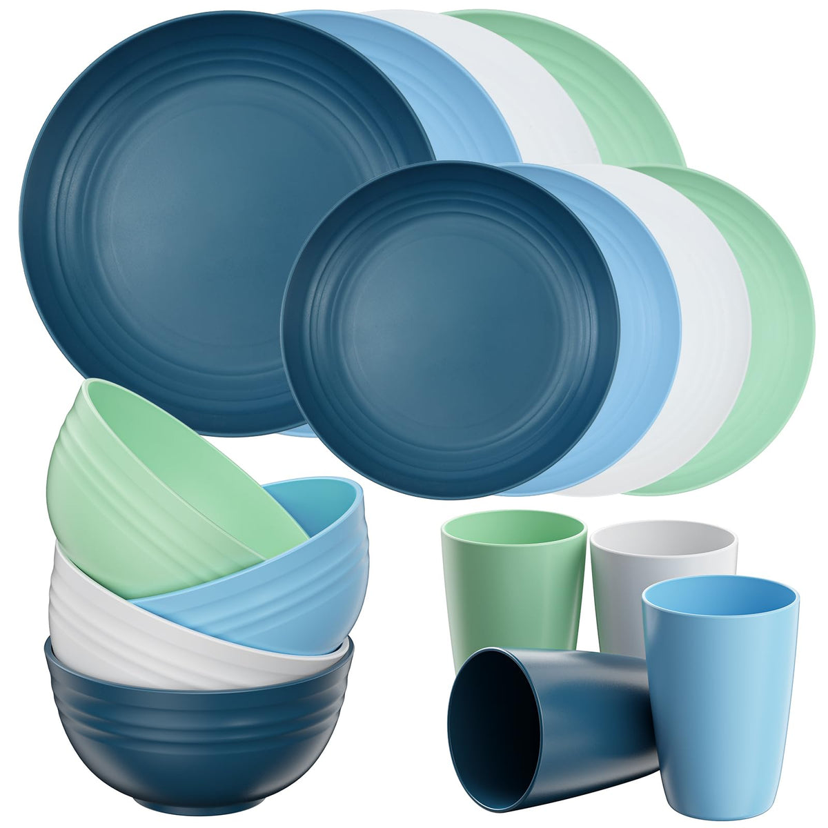 Quatish Plates and Bowls Sets for 6, Dinnerware Dishes Sets for Kitchen