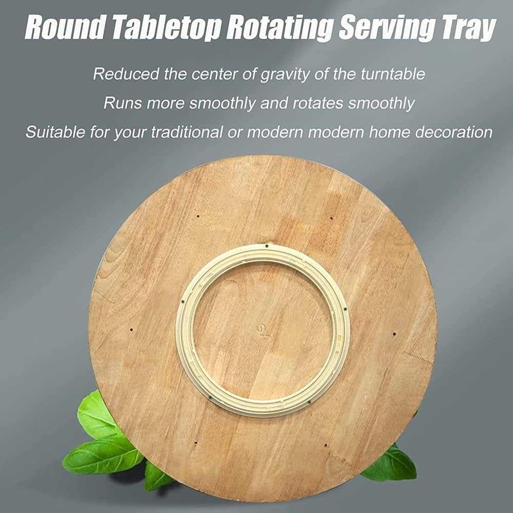 360° Turntable Rotating Wooden Serving Tray for Kitchen & Dining Table Sturdy & Spacious Perfect for Entertaining & Serving at Large Gatherings