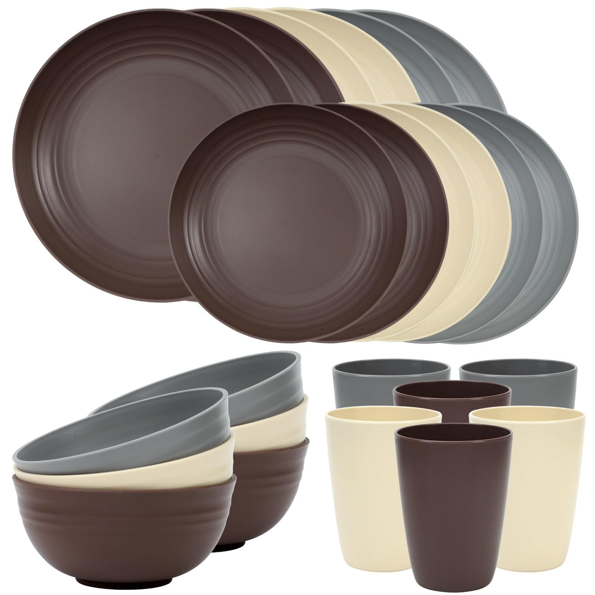 Quatish Plates and Bowls Sets for 6, Dinnerware Dishes Sets for Kitchen