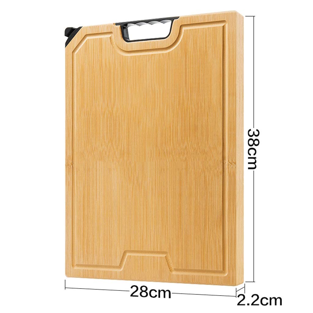 JDXQBLD Solid Wood Cutting Board Household Chopping Board with Handle+Groove Large Bamboo Board Rectangular Knife Board Thickening - for Pasta/Fruit/Cheese/Meat with Knife Sharpe